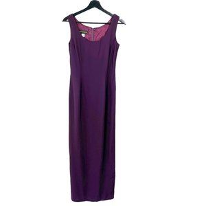Vintage 90s Scott McClintock Purple Sleeveless Tapered Full Length Dress 4